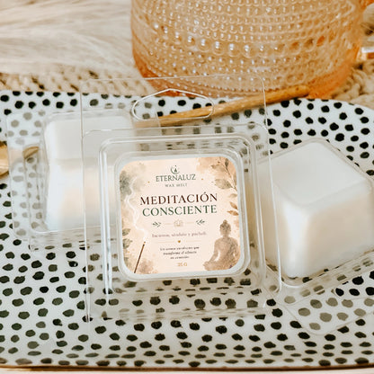 Wax melts Meditación Consciente con aroma a incienso, sándalo y pachulí, ideales para meditación, journaling y calma interior